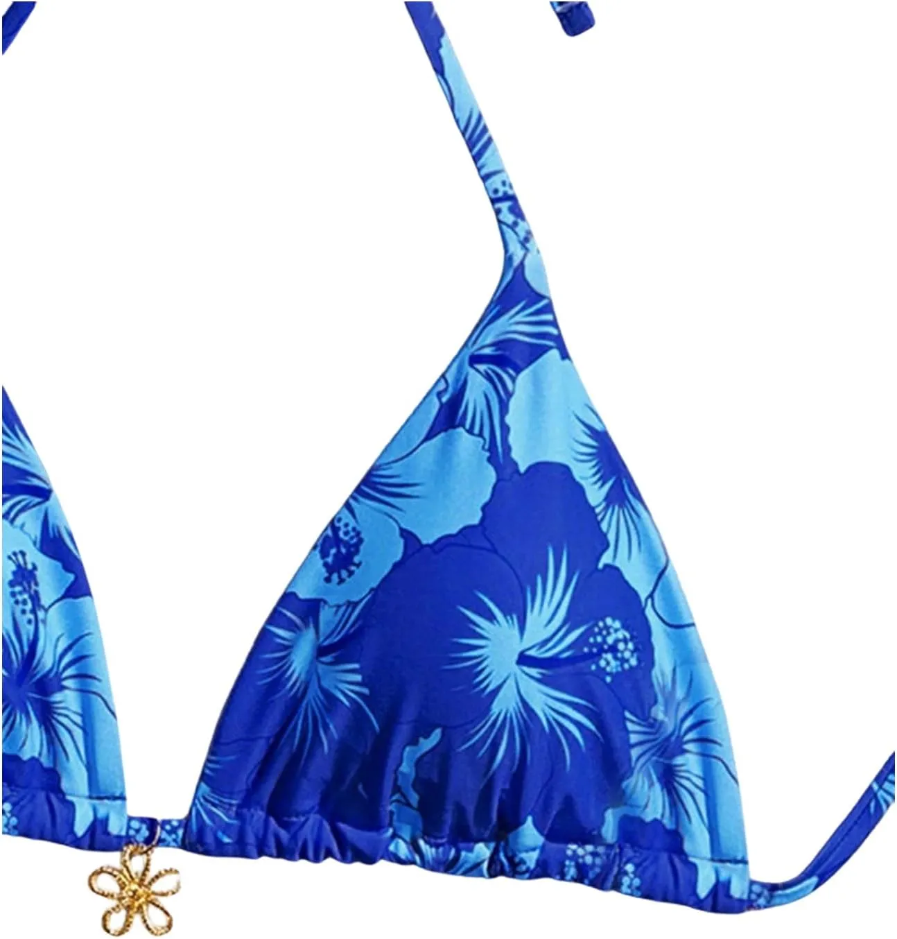 SOLY HUX Women's Floral Print Triangle Bikini Tops Hawaiian Halter Tie Back Bathing Suit Tops Summer Swimsuit Top Only