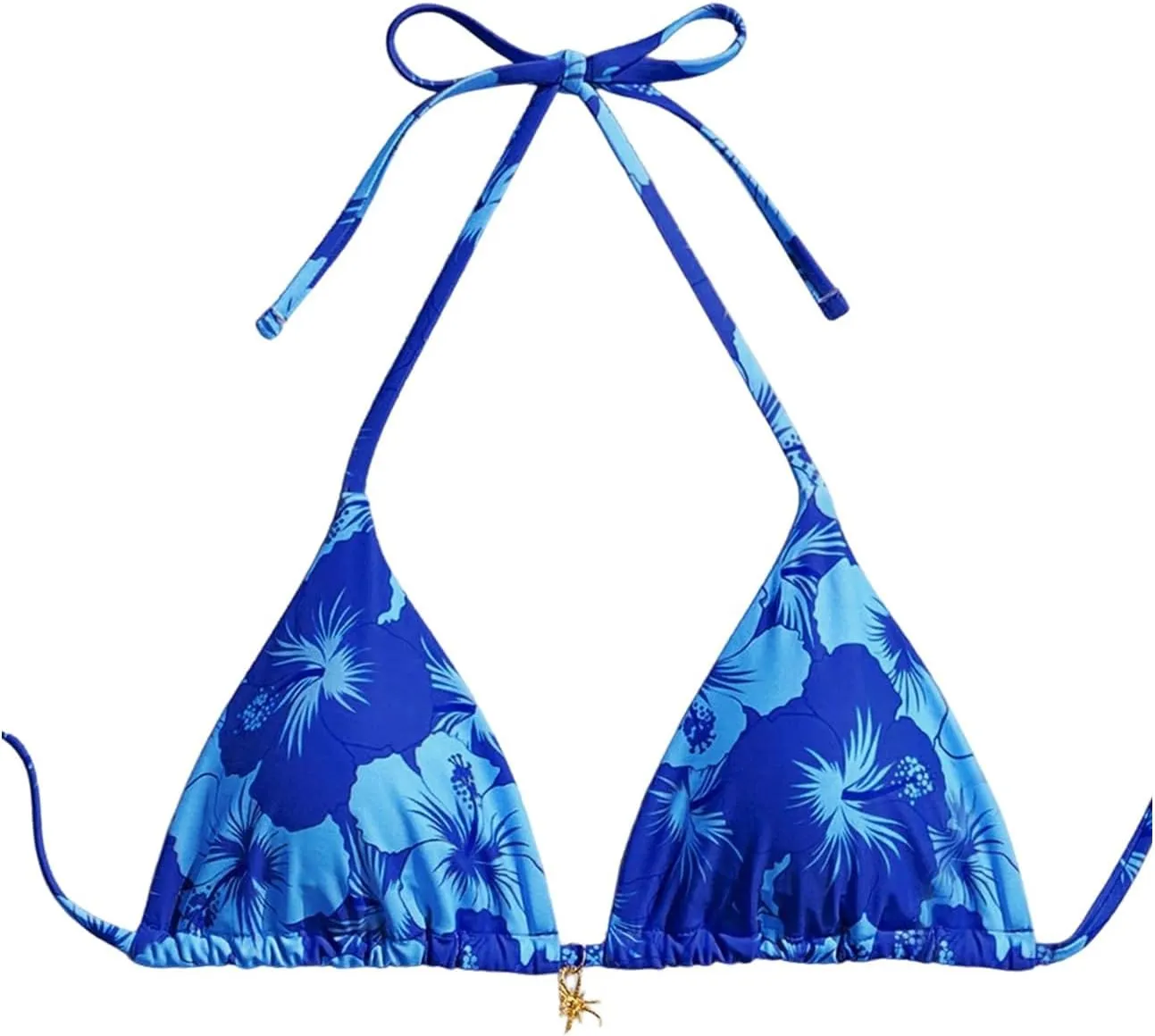 SOLY HUX Women's Floral Print Triangle Bikini Tops Hawaiian Halter Tie Back Bathing Suit Tops Summer Swimsuit Top Only