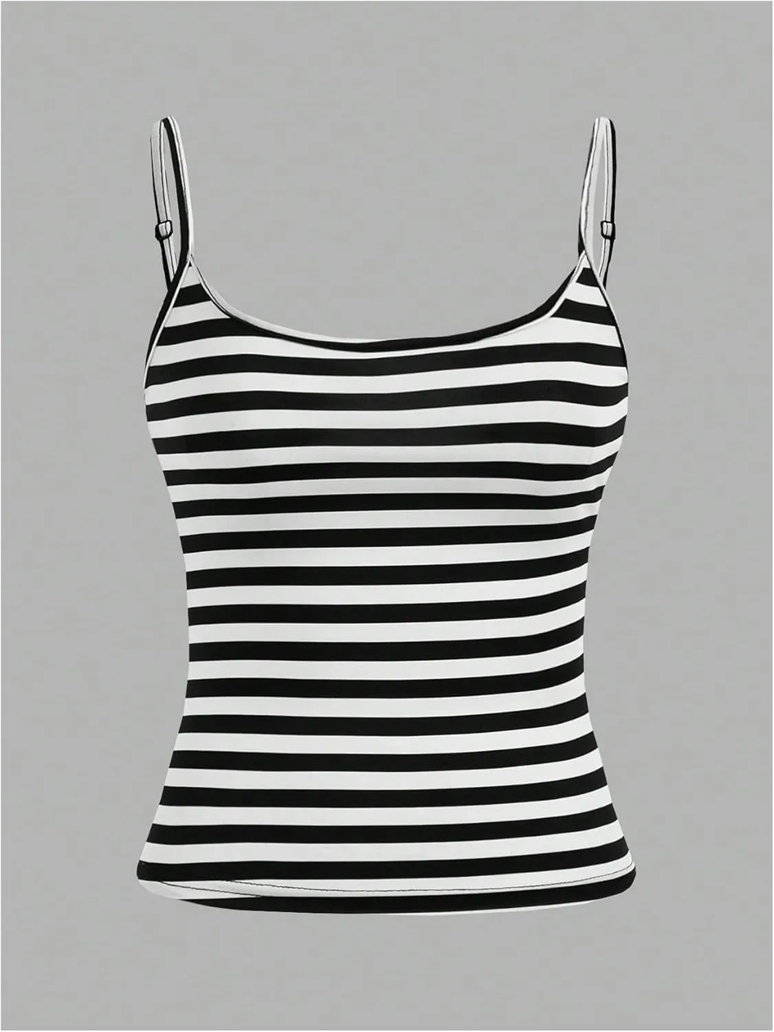 SOLY HUX Women's Spaghetti Strap Fitted Cami Top 3 Packs Camisole Striped Sleeveless Layer Tops
