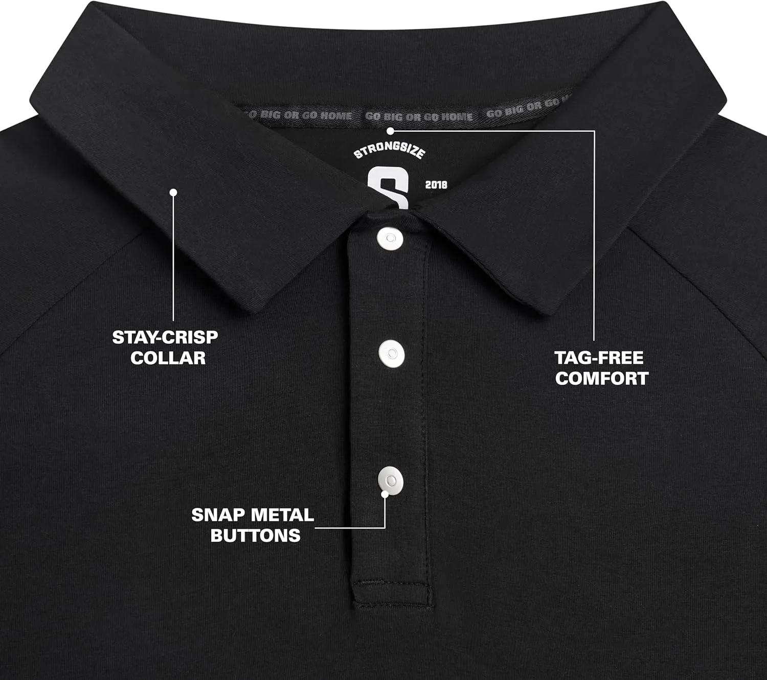 STRONGSIZE Mens Big & Tall Polo Shirt  Premium Stretch Cotton Polo for Men with Metal Snap Buttons