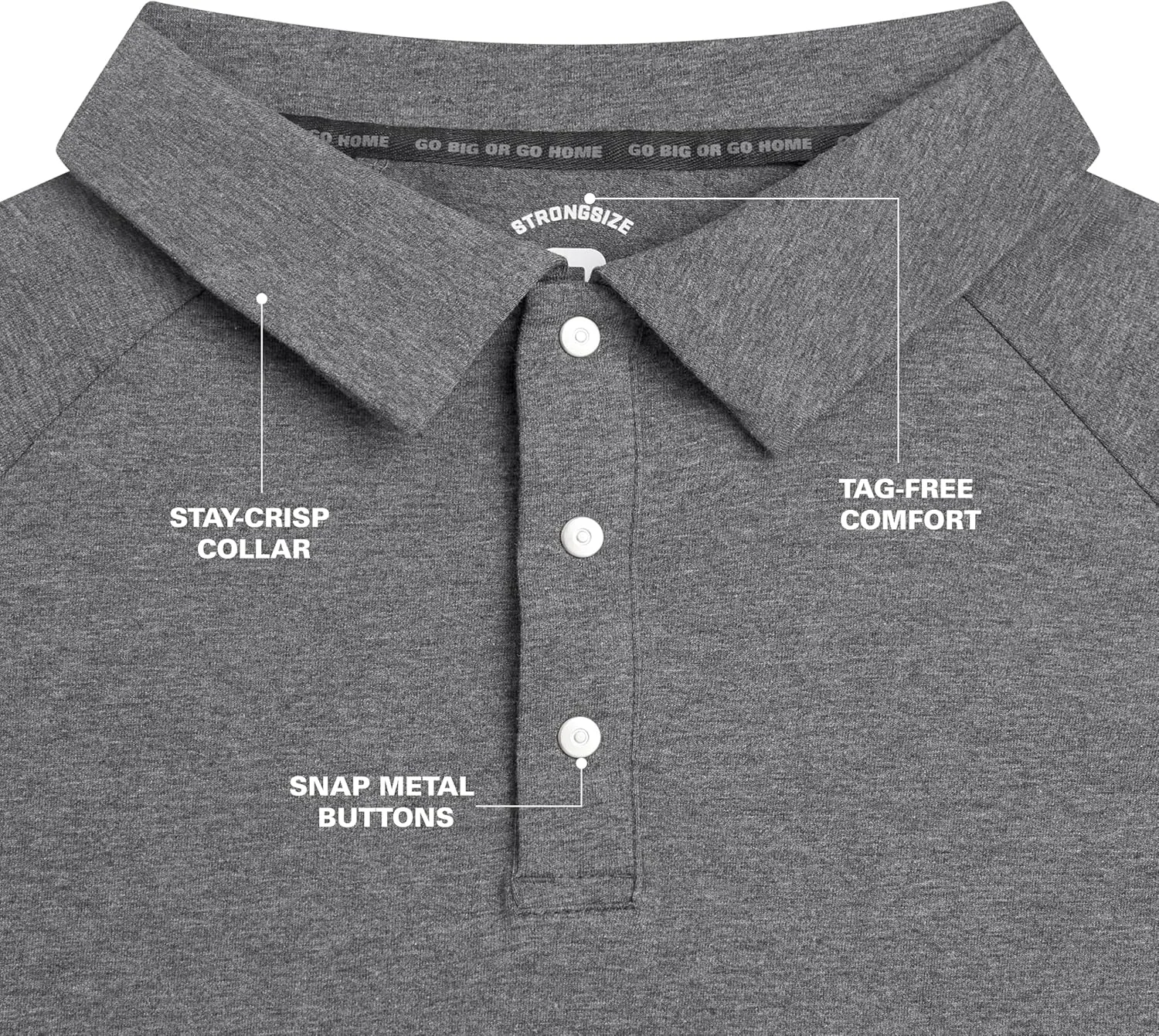 STRONGSIZE Mens Big & Tall Polo Shirt  Premium Stretch Cotton Polo for Men with Metal Snap Buttons