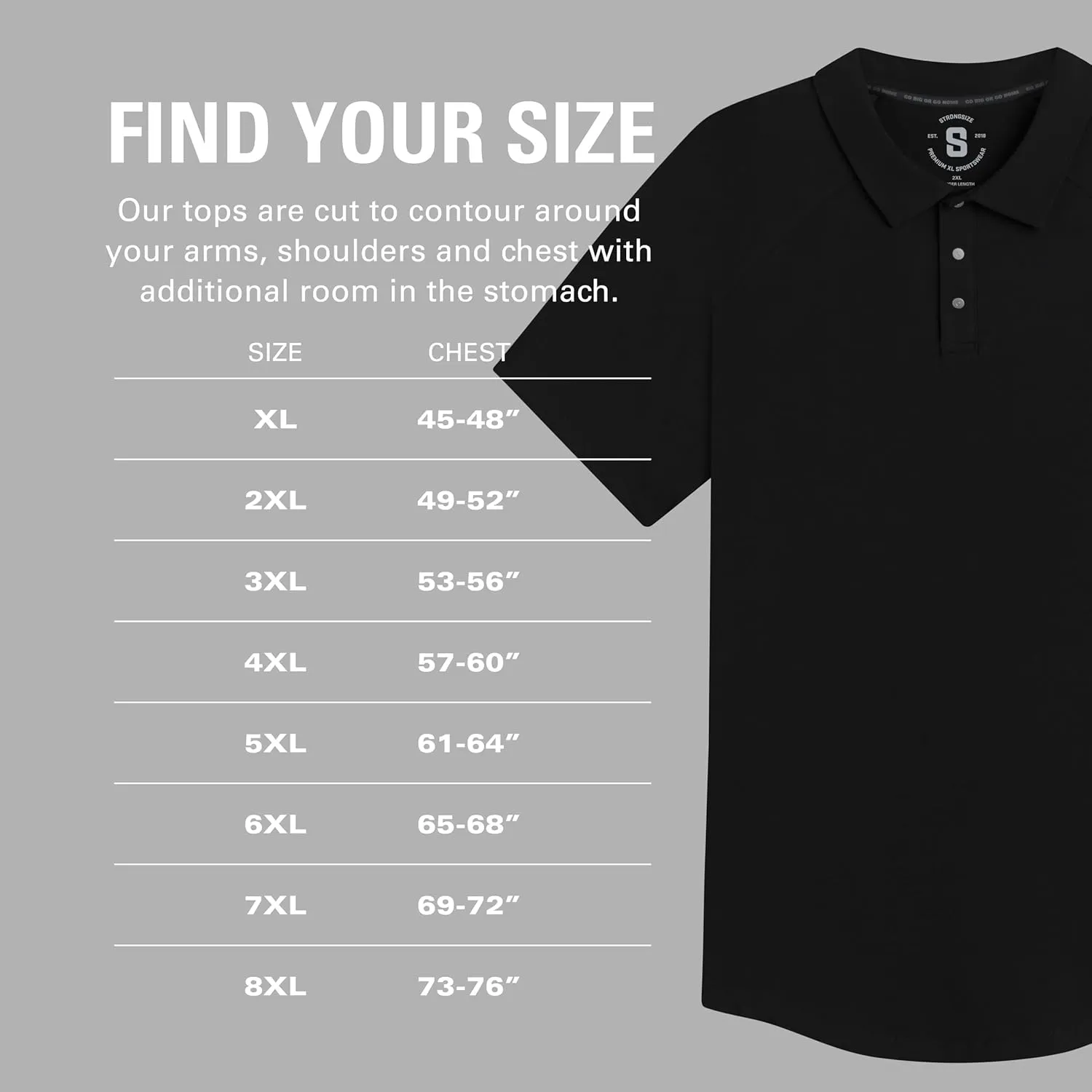 STRONGSIZE Mens Big & Tall Polo Shirt  Premium Stretch Cotton Polo for Men with Metal Snap Buttons