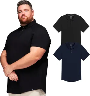 STRONGSIZE Mens Big & Tall Polo Shirt  Premium Stretch Cotton Polo for Men with Metal Snap Buttons