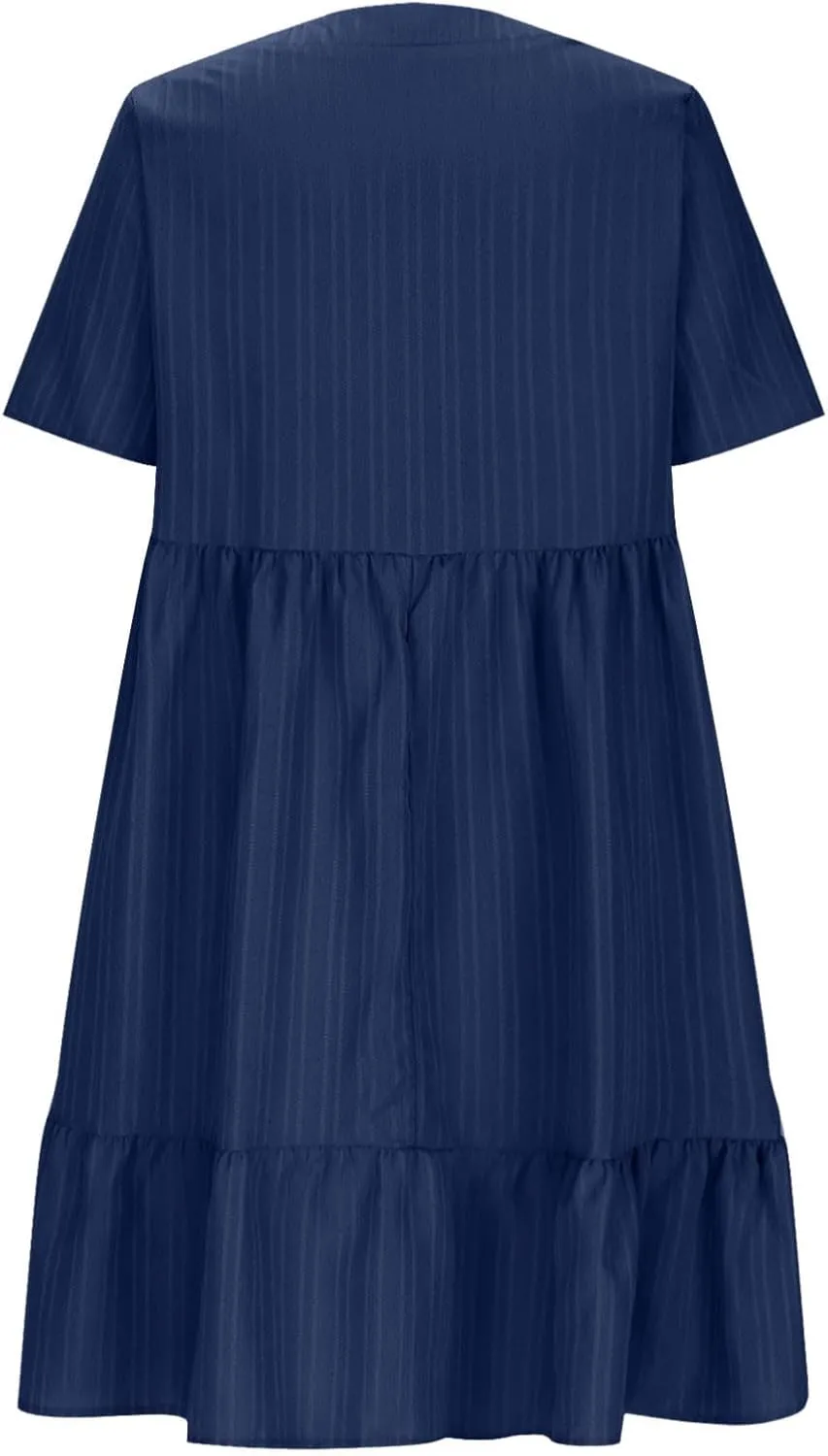 Summer Dress for Women 2025 Casual V Neck Short Sleeve Swing Midi Dresses Ruffle Tiered Flowy Beach A-Line Sundress