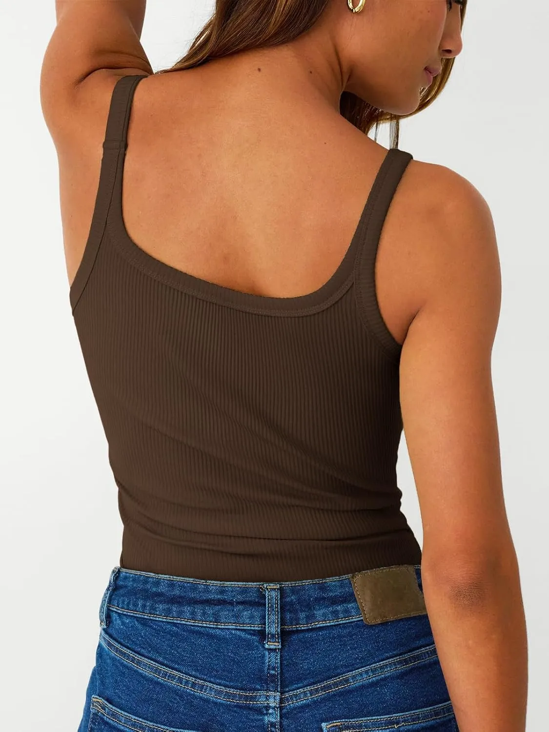 SUNBS Tank Tops for Women Ribbed Spaghetti Strap Camisole Racerback Summer Workout Tops Trendy Clothes Going Out 2025 3Pack
