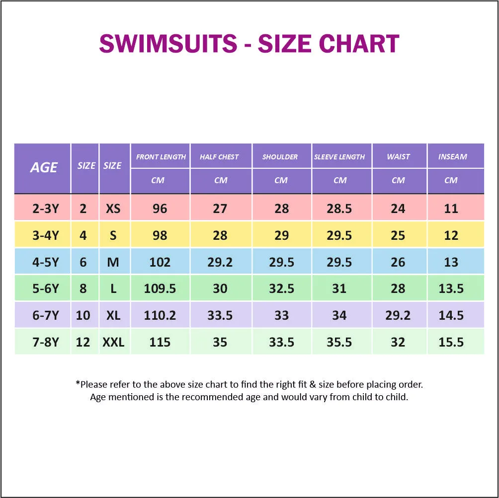 Teal Yellow and Black Full Length Swimwear for Kids and Teens