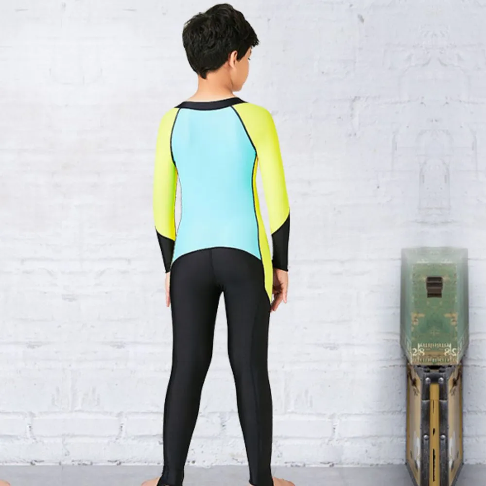 Teal Yellow and Black Full Length Swimwear for Kids and Teens