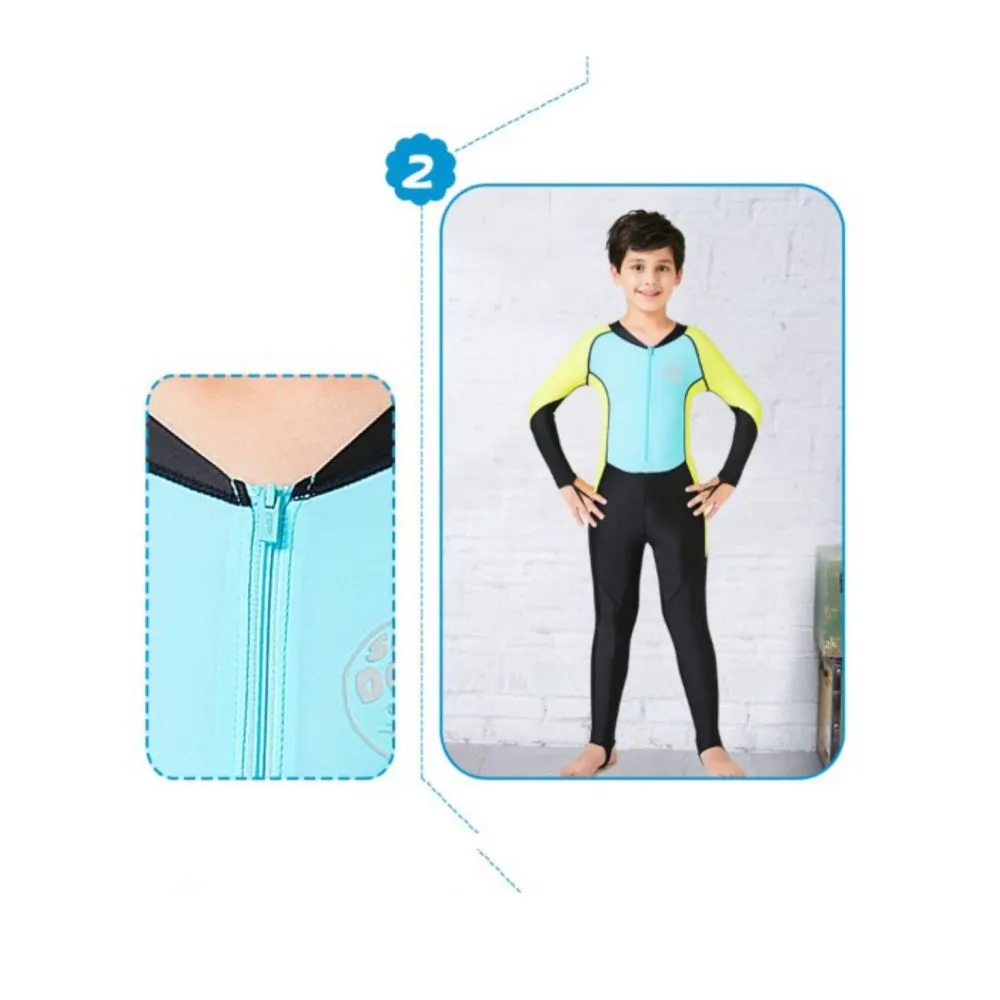 Teal Yellow and Black Full Length Swimwear for Kids and Teens