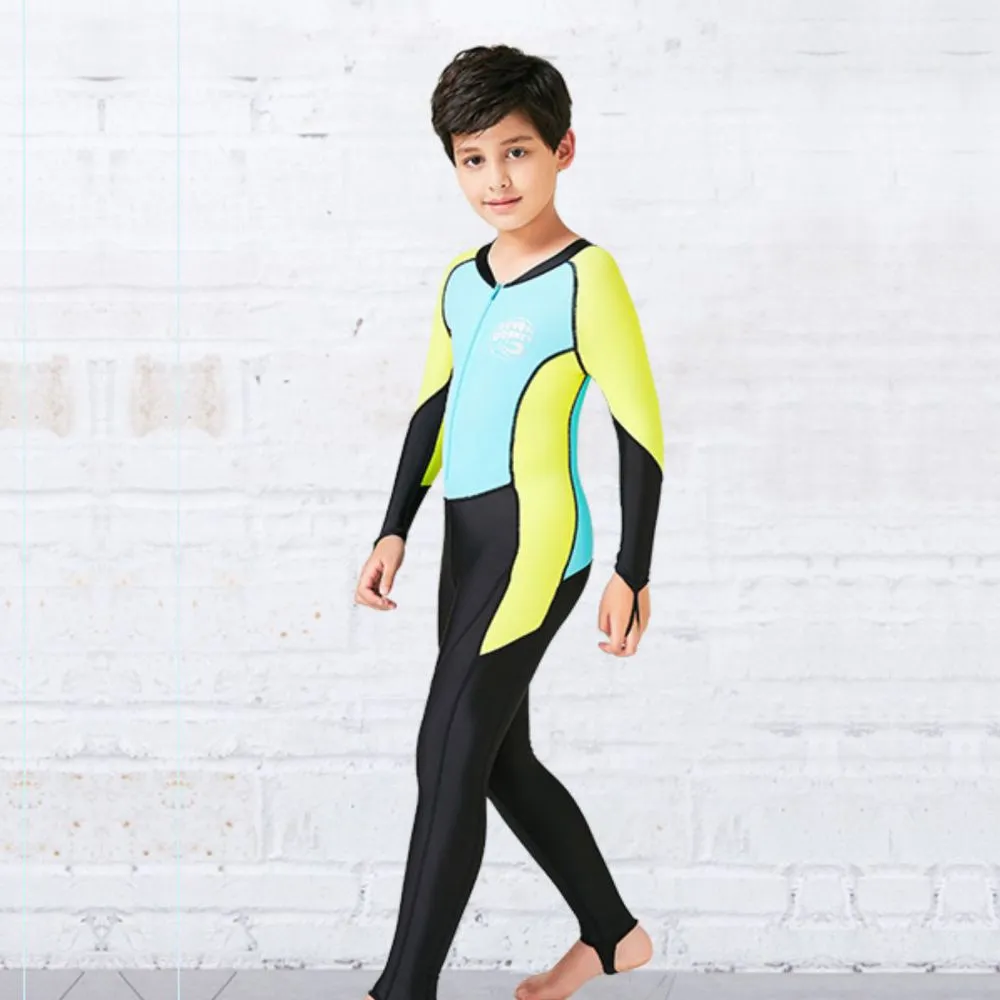 Teal Yellow and Black Full Length Swimwear for Kids and Teens