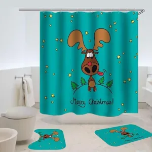 Urbane Home Shower Curtain & Bathmat Set | Non-Slip Bath mats for Bathroom | Easy-Slide Curtains | Polyester Curtain or Bathmat for Bath Décor | YL0113-3T | 3 Pcs Set | Multicolor