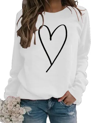 Valentines Crewneck Pullover Shirts Women Long Sleeve Love Heart Sweatshirts Graphic Lover Gift