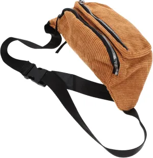 VALICLUD Brown Corduroy Crossbody Pouch Lightweight Outdoor Waist Bag for Women Fashionable Waist Pouch for Hands Carrying of Essentials for Travel Shopping
