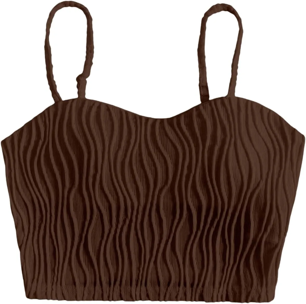 Verdusa Women's Padded Textured Crop Cami Tops Sweetheart Neck Sleeveless Camisole