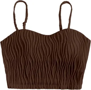 Verdusa Women's Padded Textured Crop Cami Tops Sweetheart Neck Sleeveless Camisole