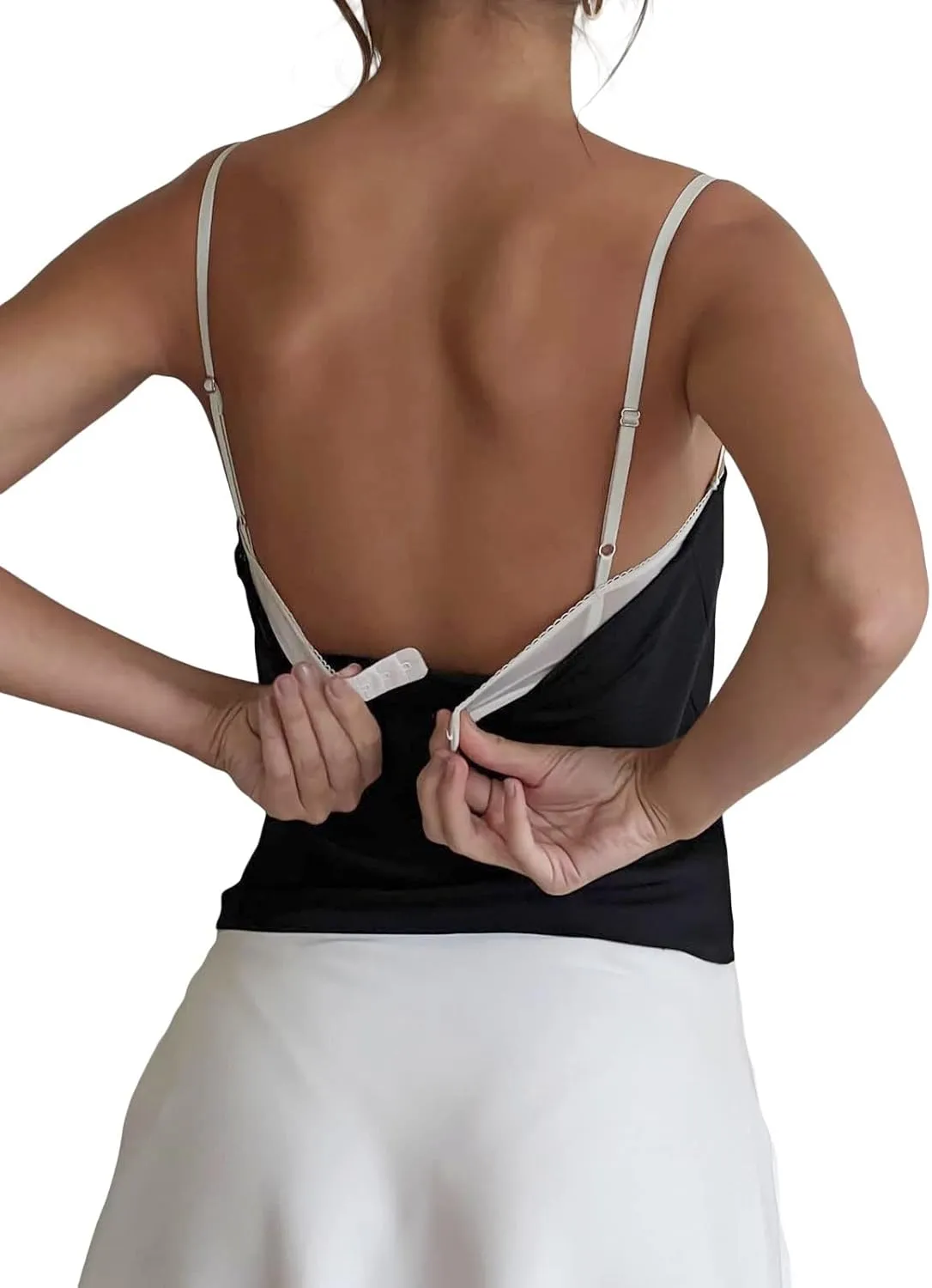 Women Black Low-Cut Lace Cami Tops Sexy Spaghetti Strap Crop Tank Tops Summer Camisole for Teen Girl Streetwear