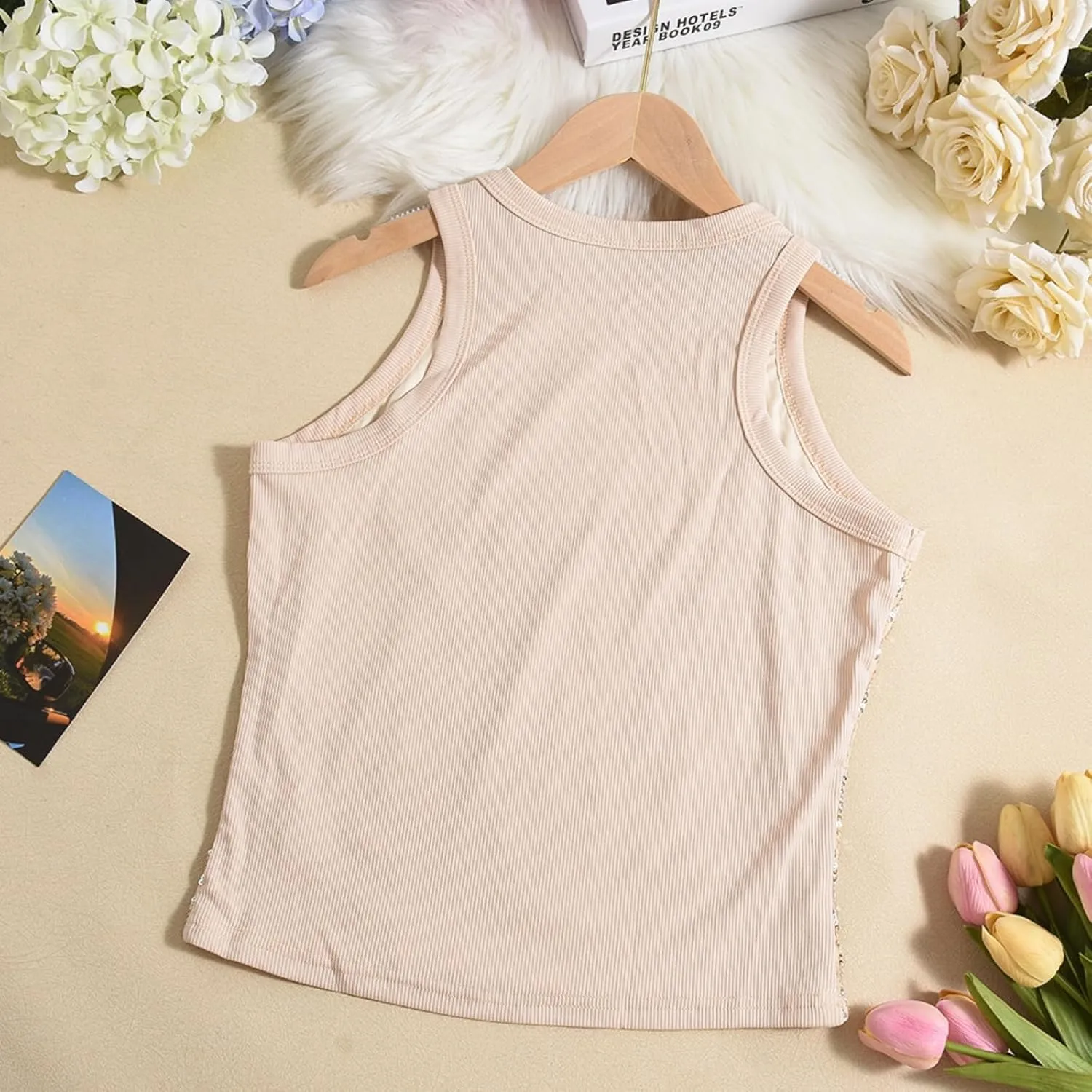 Women Casual Sleeveless Sequin Sparkle Tank Tops Sexy Fashion O Neck Glitter Camisole Vest