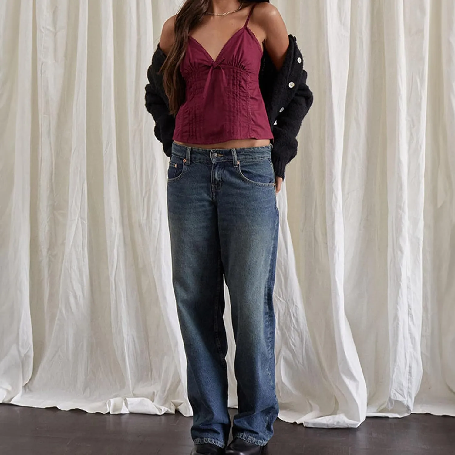Women Summer Y2K Camisoles Sexy V-Neck Cute Ruffle Babydoll Spaghetti Strap Tank Bustier Going Out Tops