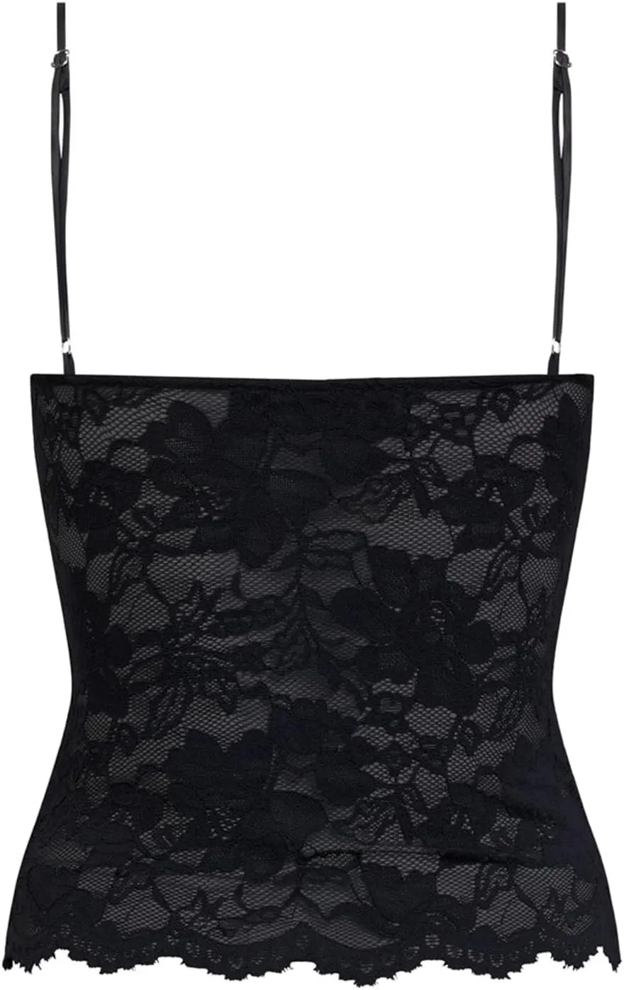 Women Y2k Sheer Lace Crop Tank Tops See Through Mesh Cami Sleeveless Spaghetti Strap Camisoles Going Out Bustier Top