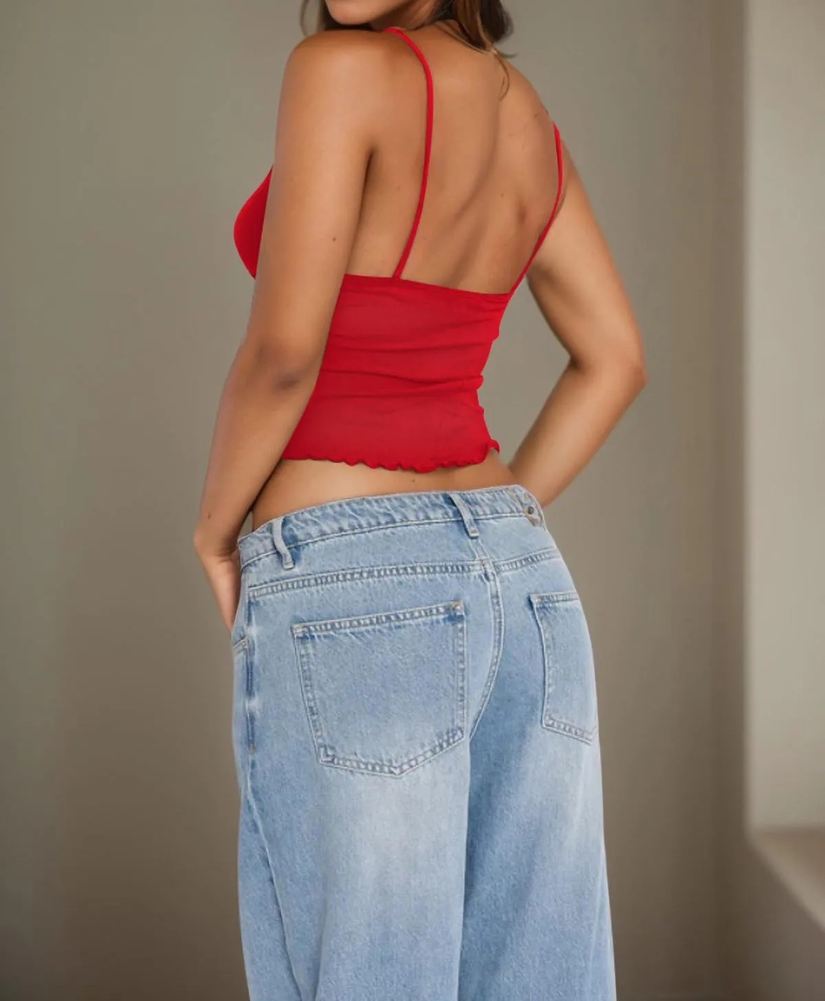 Women Y2K Sleeveless Sheer Lace Mesh Crop Tank Spaghetti Straps V Neck Lingerie Cami Backless Going Out Tops