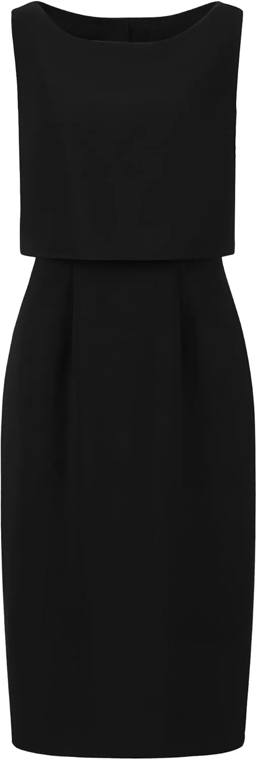 Women's Boat Neck Pencil Dresses Funeral Sheath Dress