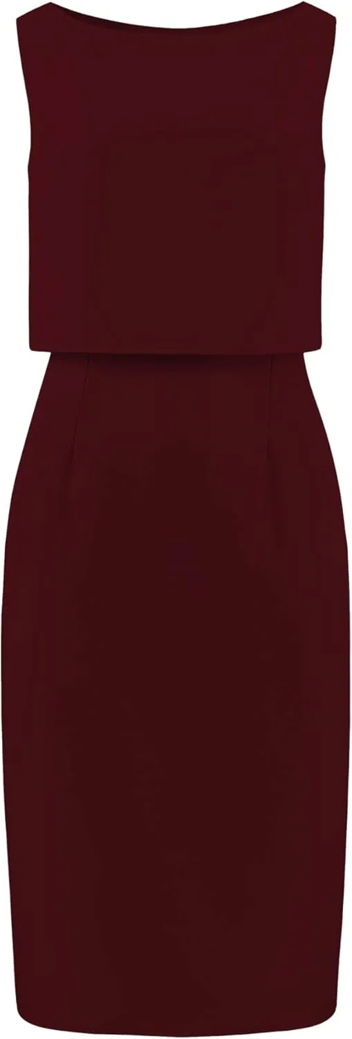 Women's Boat Neck Pencil Dresses Funeral Sheath Dress