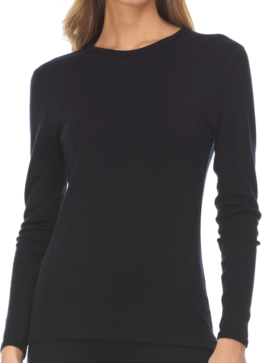 Women's Midweight 100% Merino Wool Base Layer - Crew Long Sleeve Shirt - Active Wear Undershirt - Anti Odor