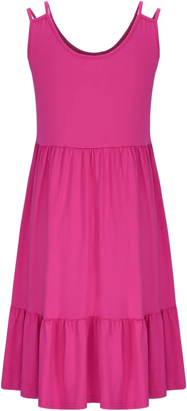 Women's Plus Size Tshirt Dresses Casual Crewneck Sleeveless Summer Ruffle Hem Mini Dress Loose Beach A Line Sundress