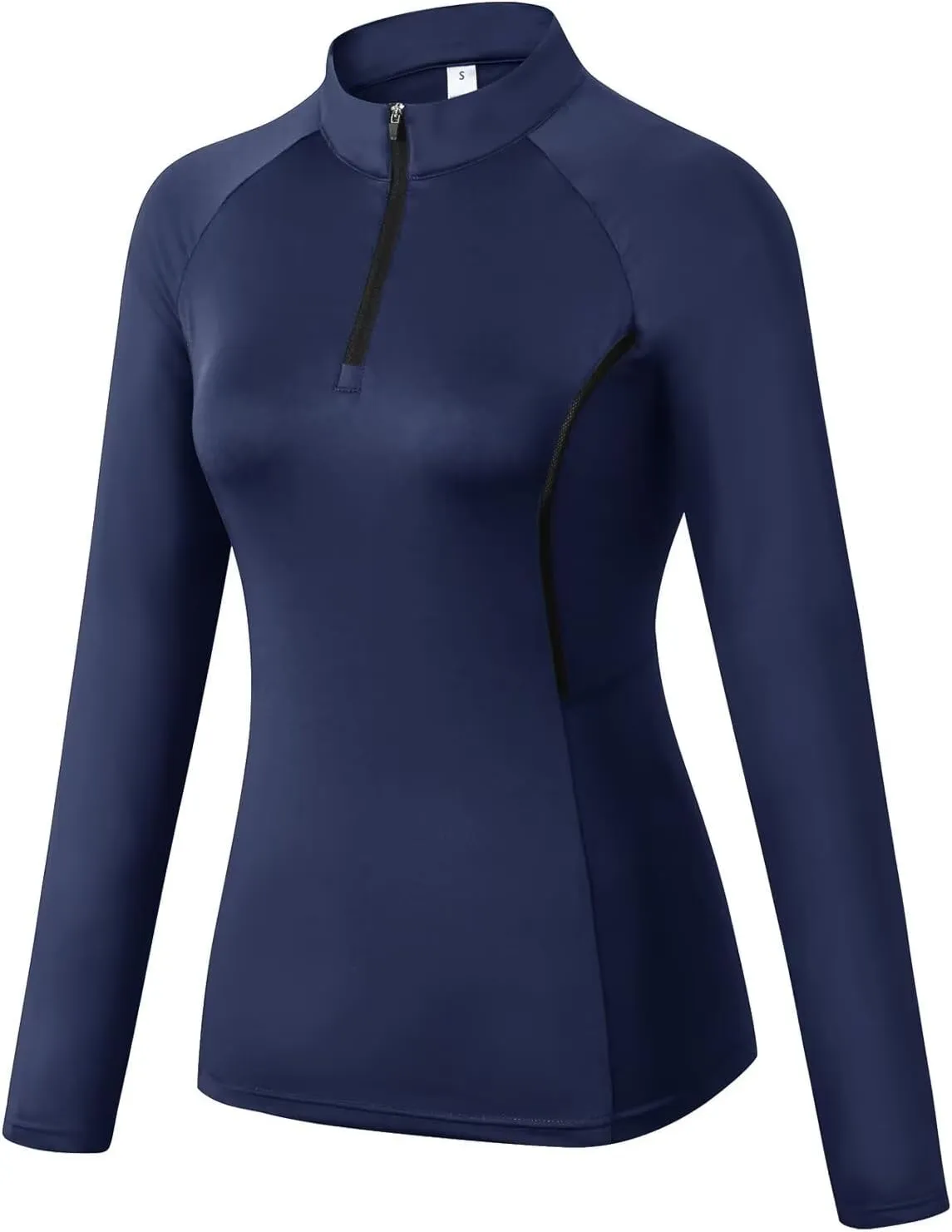 Women's Quarter Zip Long Sleeve Sports Shirts Athletic Hiking Running Undershirt Workout Base Layer Tops
