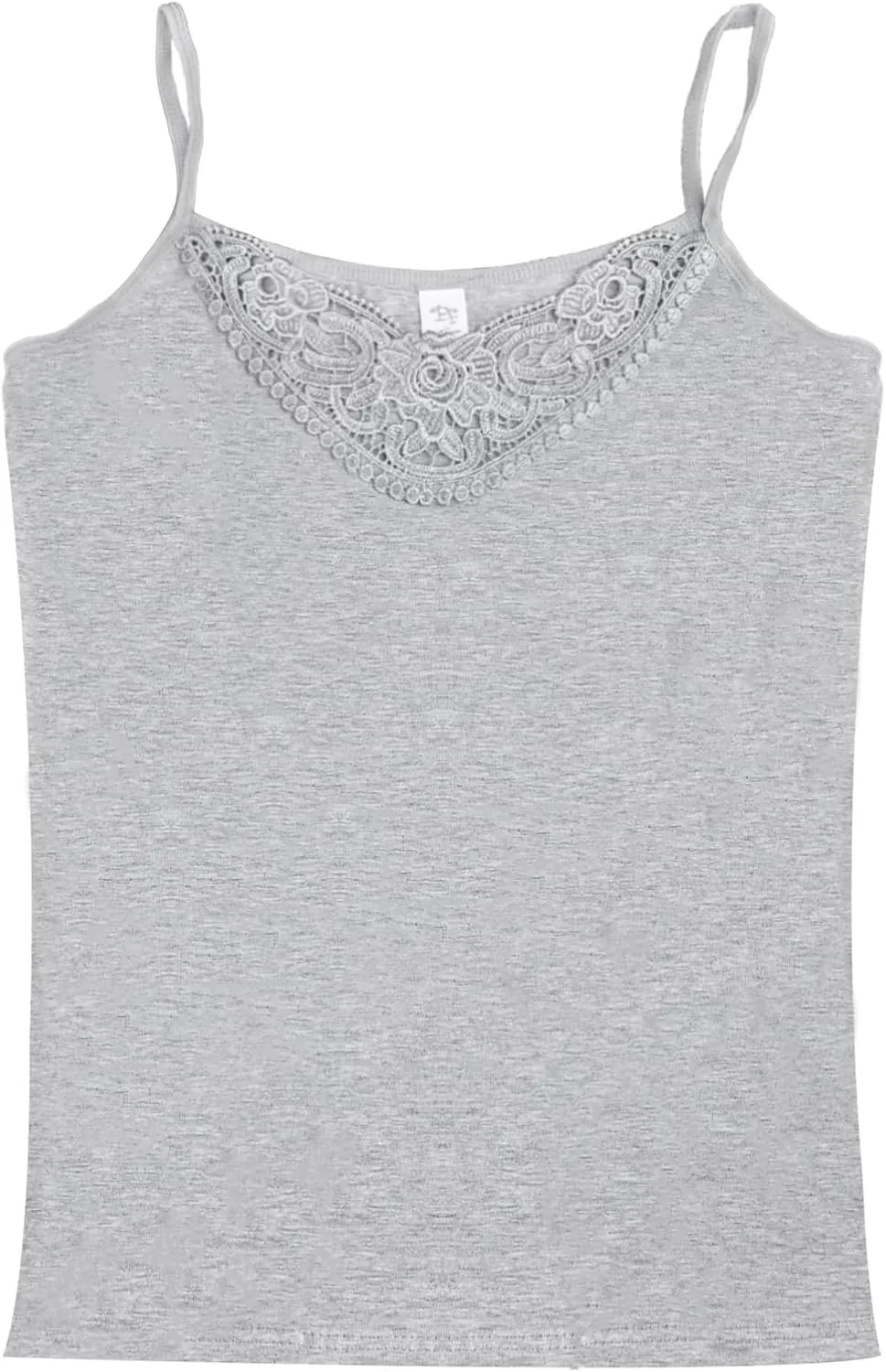 Womens Tank Top Camisoles with Premium Cotton Italian Design - Trimmed with Flower Lace on Neckline