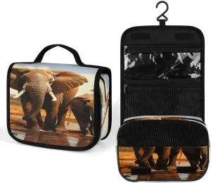 Women's Travel Toiletry Bag, Elephant Family Printed Cosmetic Travel Bag, for Storage, Travel, Furniture And Outdoor Use.