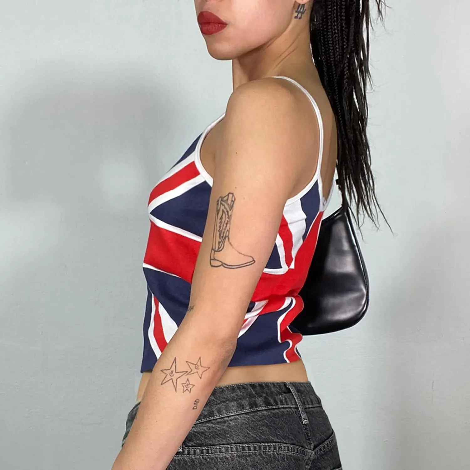 Women's Union Jack Print Camisole Y2k Summer Sleeveless Backless Spaghetti Strap Slim Fit Cami Tank Tops