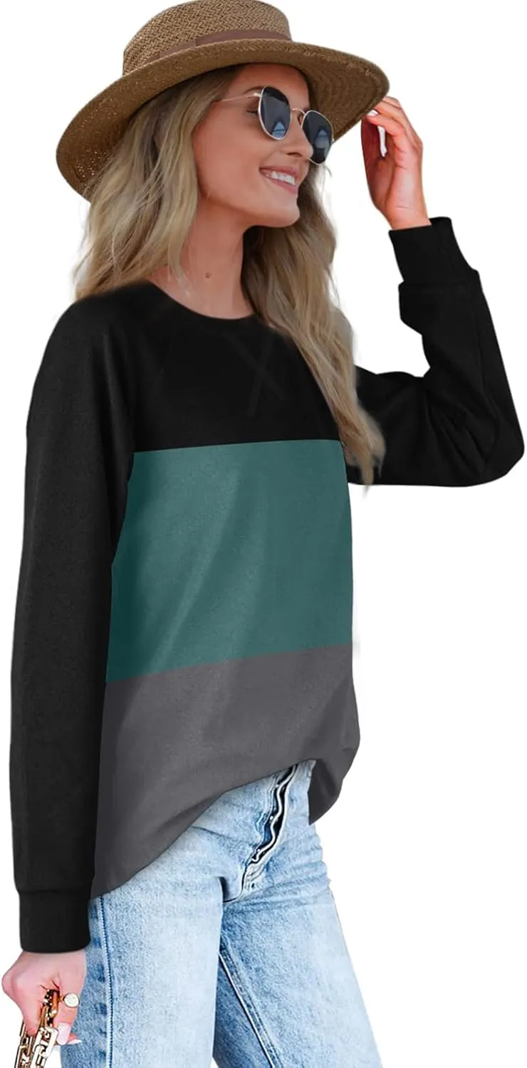 XIEERDUO Womens Sweatshirts Crewneck Loose Fitting Tops For Women Long Sleeve Shirts Pullover