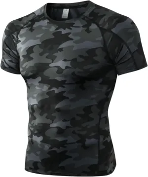 YUSHOW Men's Compression Shirts for Workout Moisture Wicking Quick Dry Running Athletic Base Layer Short Sleeve