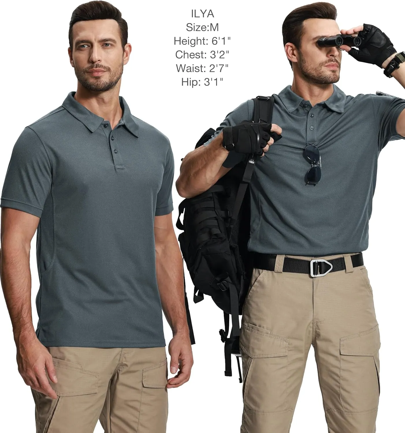 ZITY 5 Pack Tactical Polo Shirts for Men Golf Shirt Short Sleeve Athletic Performance Moisture Wicking Work Outdoor Tshirts